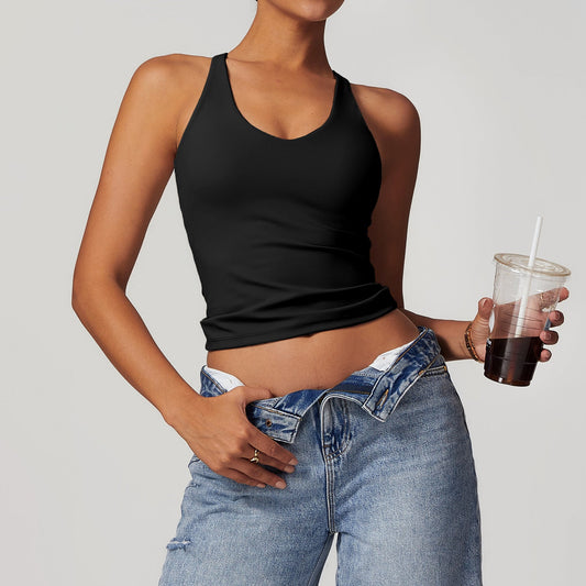 Sollinarry Cross Beauty Back Yoga Vest Women Brushed Tight Yoga Jacket Outdoor Workout Exercise Underwear