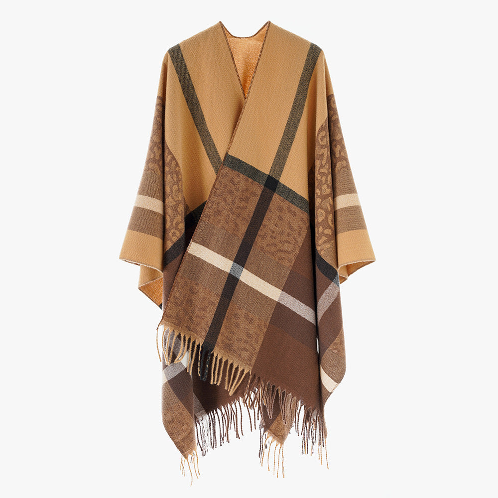 Arrival Shawl Women Plaid Shawl Cardigan Warm Tassel Outer Shawl