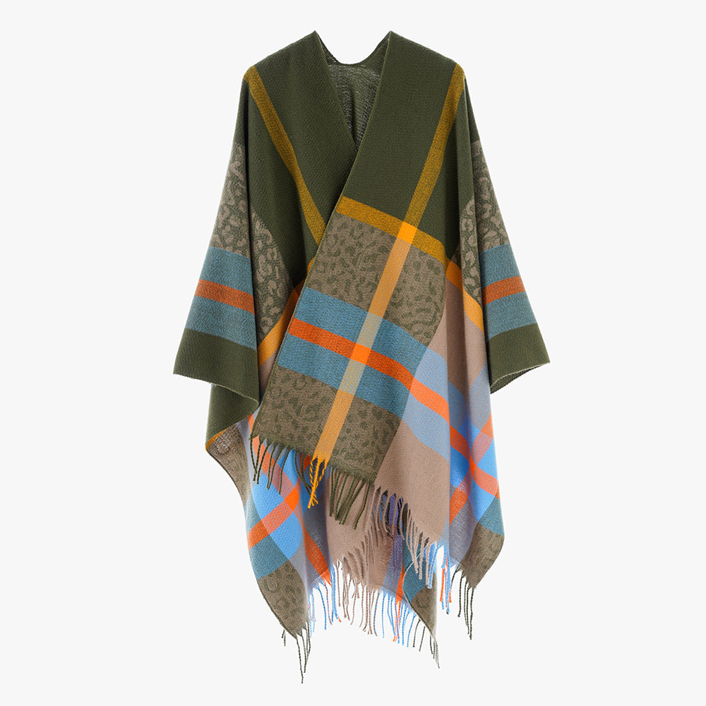 Arrival Shawl Women Plaid Shawl Cardigan Warm Tassel Outer Shawl