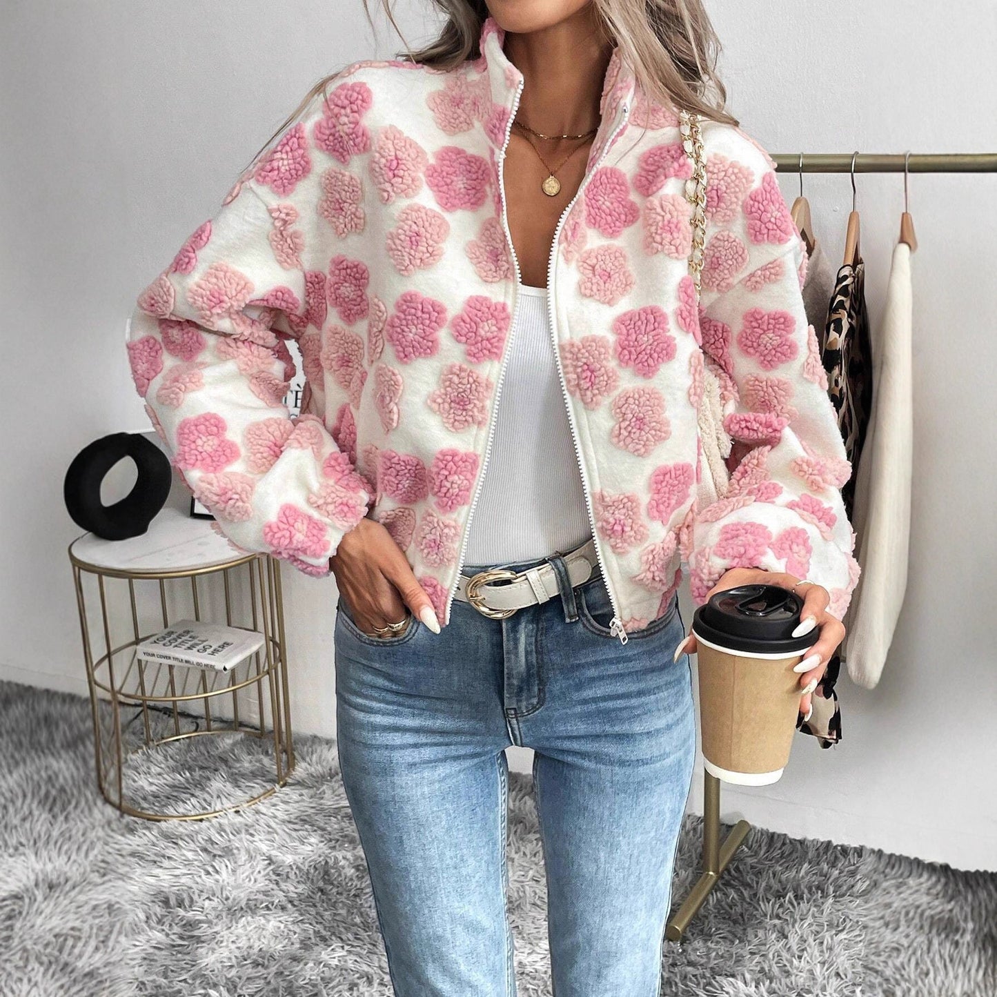 Autumn Winter Suede Jacket Women Short Zipper Office Casual Outerwear Women