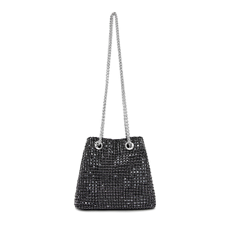 High Grade Rhinestone Western Chain Bag Design Bucket Bag Large Capacity Crossbody Bag Office Color Handbag Women