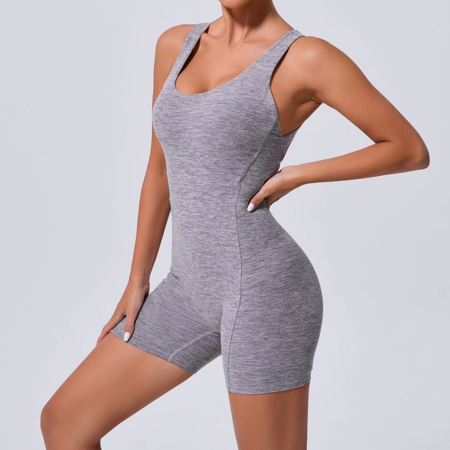 Autumn Sand Hollow Out Cutout out Beauty Back One Piece Yoga Jumpsuit Skinny Slimming Hip Lifting Fitness One Piece Sportswear for Women