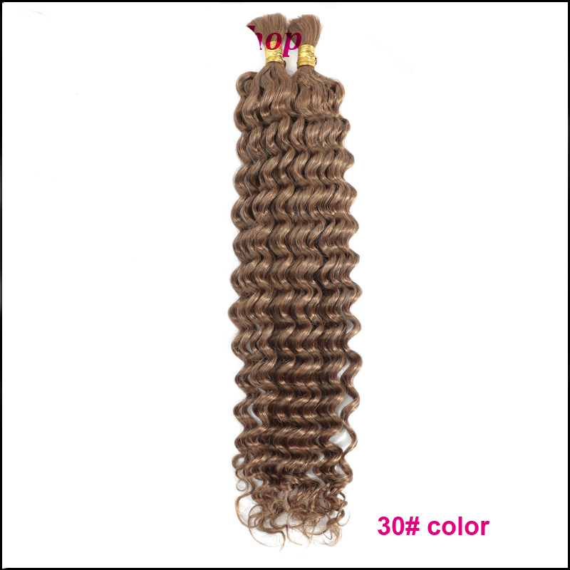 10A Colored Deep Wave Human Hair Bulk for Braiding - No Weft - Real Hair Silk