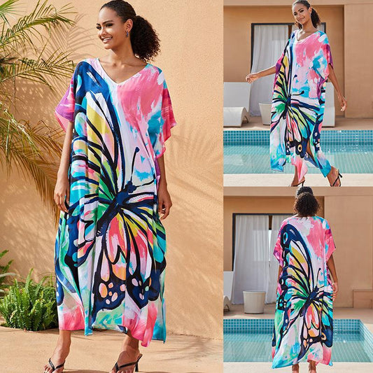 Rayon Printing Beach Cover up Robe Vacation Sun Protection Shirt Bikini Cover