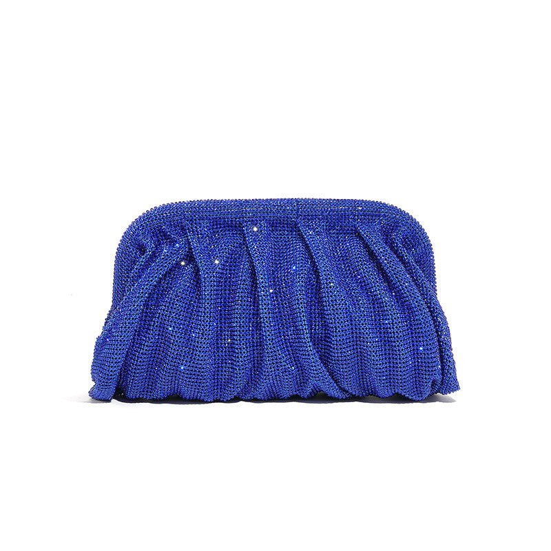 Rhinestone Cloud Bag Pleated Women Bag Texture High End Cosmetic Bag Niche Messenger Bag