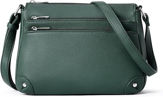 Small crossbody bag for women, shoulder bag multi-zip pocket bag, classic function messenger bag