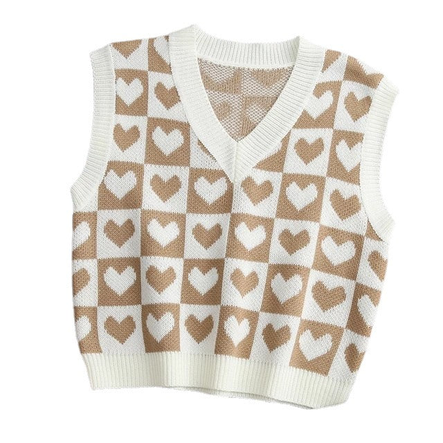 Vest Women Outer Wear Knitted Vest Spring Loose Outerwear Vest Coat
