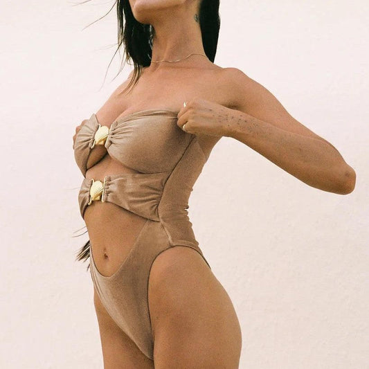 Arrival Tube Top Adjustable Shoulder Strap Swimsuit One Piece Swimsuit