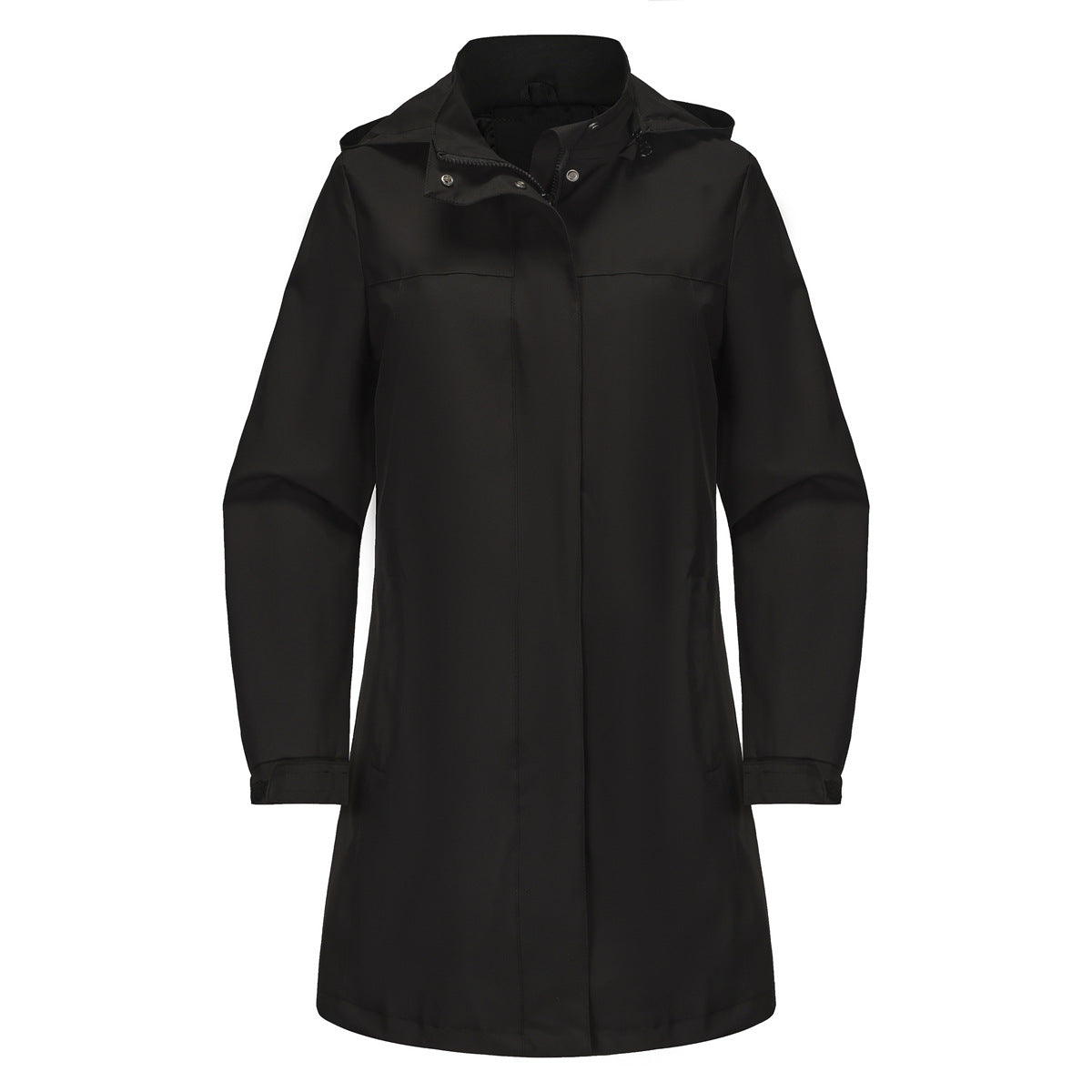 Spring Autumn Detachable Hat Waterproof Windbreaker Women Solid Color Long Sleeve Thin Coat Casual Women Wear