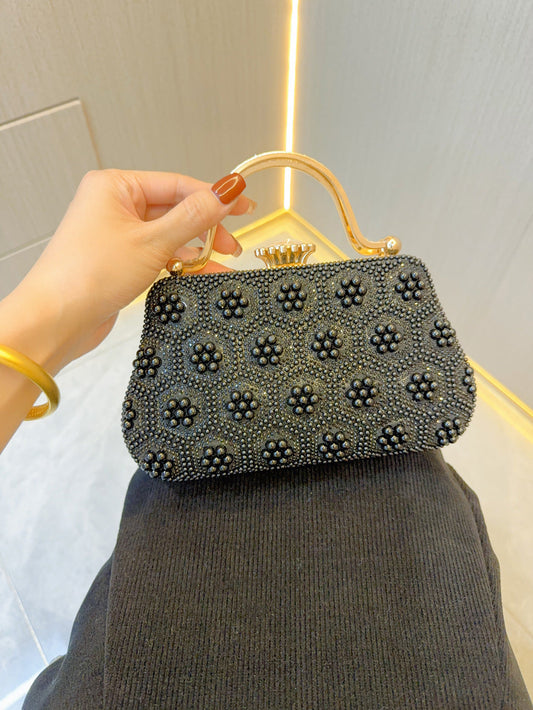 Vintage Pearl Tote Clutch Wedding evening clutch Dinner bag M4676-089113