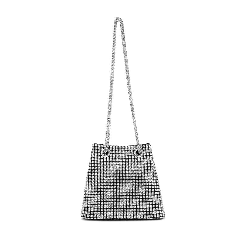 High Grade Rhinestone Western Chain Bag Design Bucket Bag Large Capacity Crossbody Bag Office Color Handbag Women