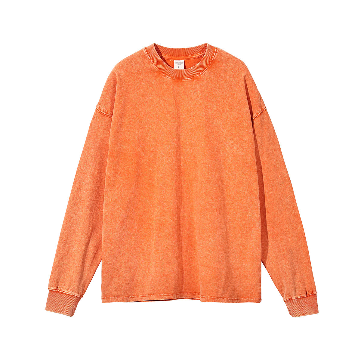 Wax Dye Long Sleeved T Autumn Winter Solid Color Washed Sweatshirt
