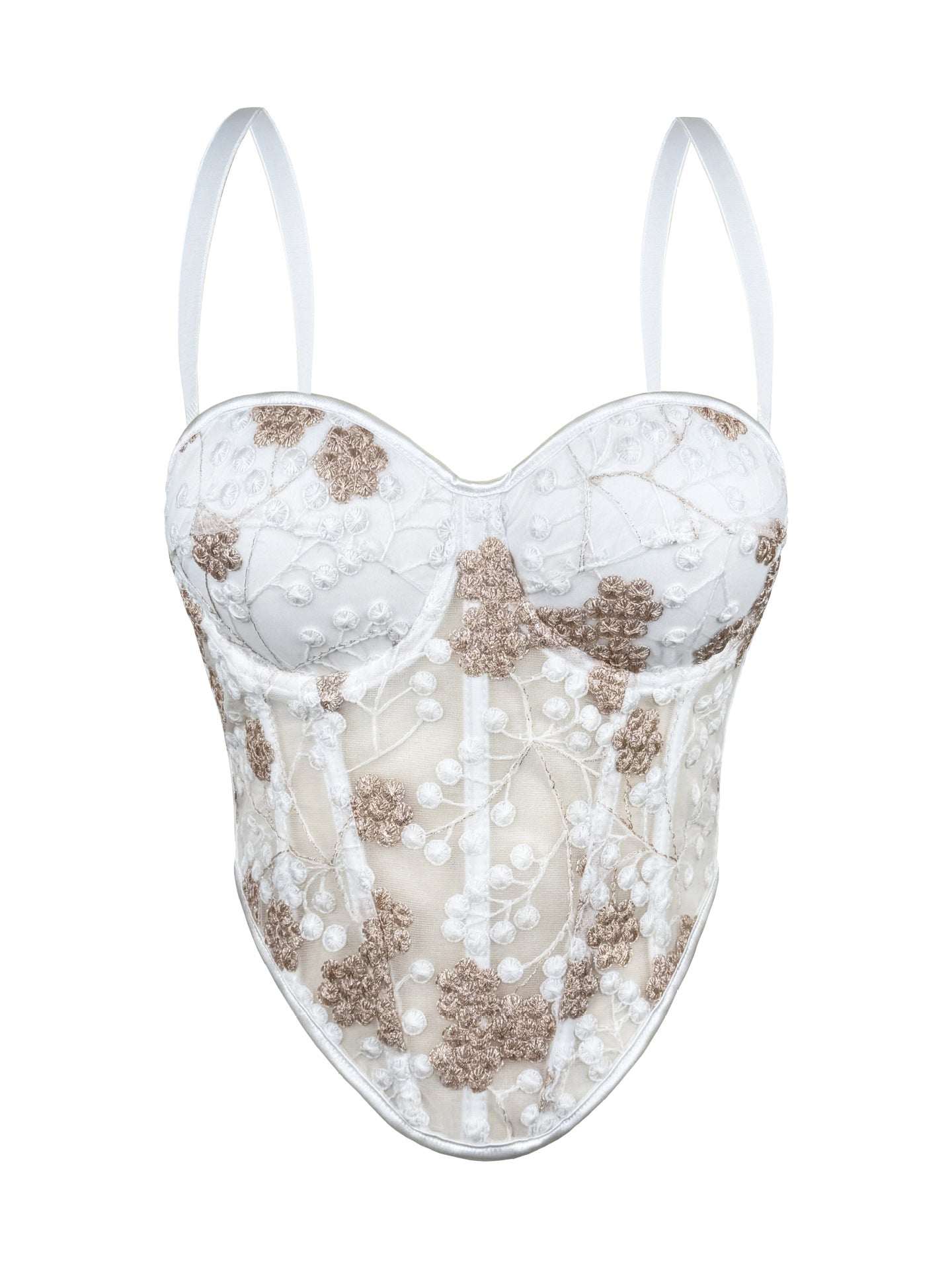 Floral Embroidery Boning Corset Bra Sexy Sling Vest Summer Outer Wear Slim Shaping Tube Top