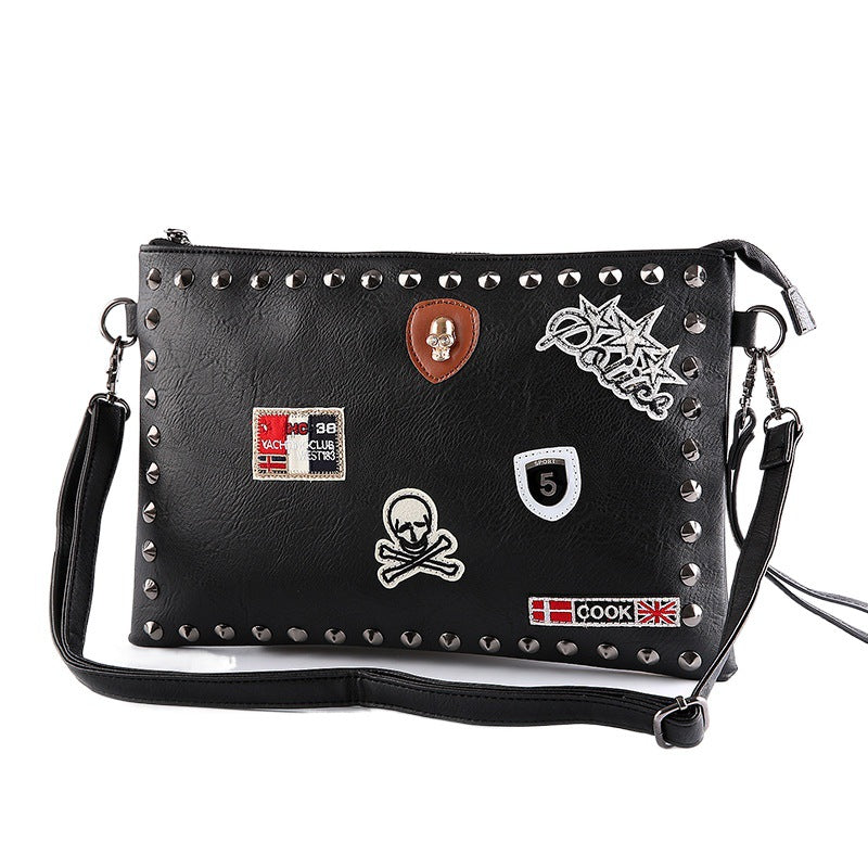 Black rivet clutch bag shoulder messenger bag envelope bag