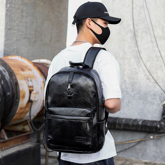 Boutique Men's Backpack Fashion Business Fan Large Capacity Soft Leather Backpack Travel Men's Short-haul School Bag MB21080302