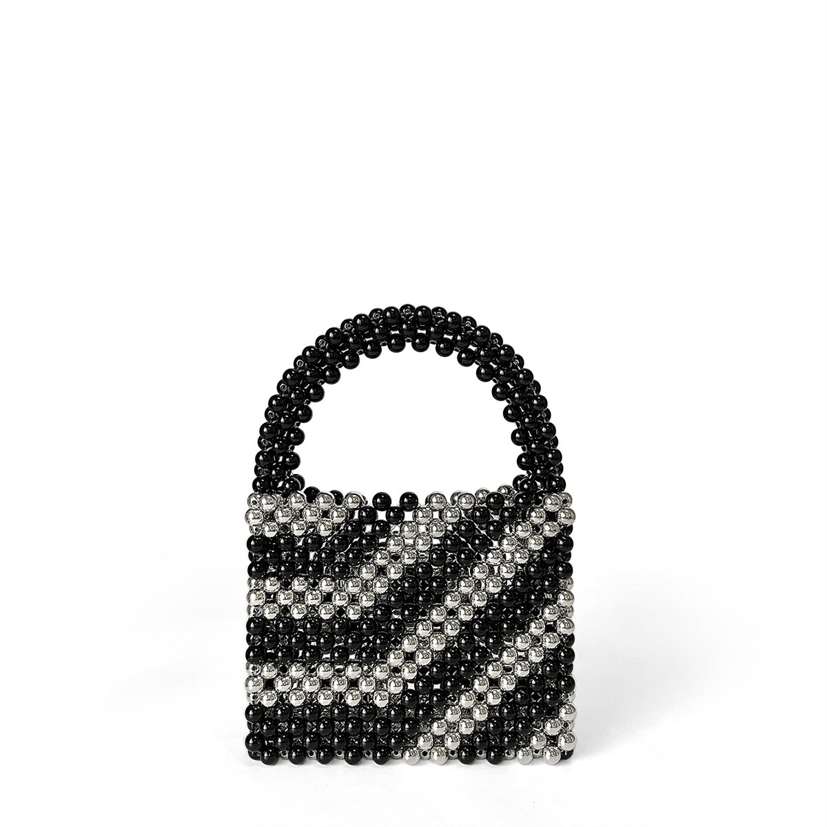 Retro Color Matching High Grade Socialite Dinner Bag Pearl Vegetable Basket Bucket Bag Handmade Beaded Woven Bag