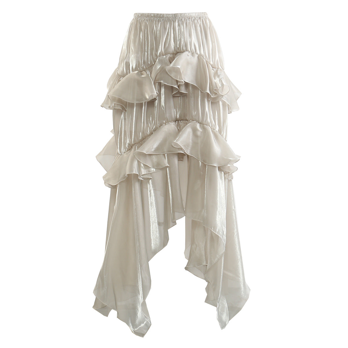 Spring Summer Blingbling Elastic Waist Fluffy Tiered Skirt Special Women Clothing Anti Exposure