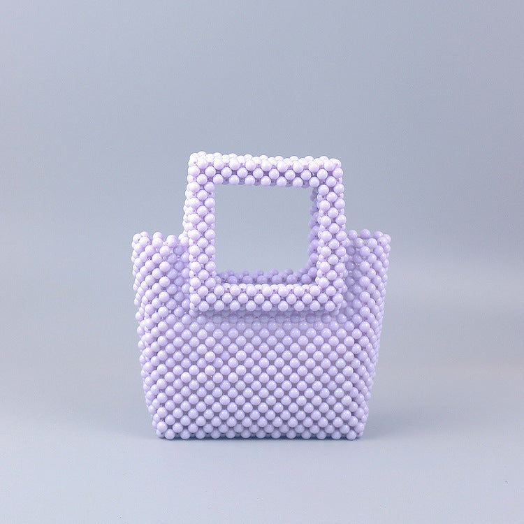 Popular Acrylic Hand Woven Color Square Clutch High Quality Lightweight Ladies Bag