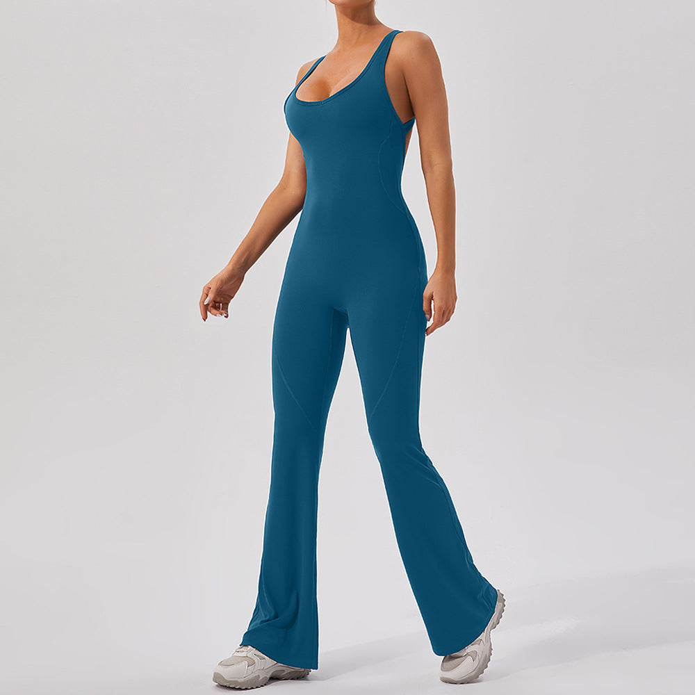 Quick Drying Sanding Skinny Yoga Clothes Dance Sports Fitness Clothes Hip Lifting Waist Slimming Horn Yoga Jumpsuit