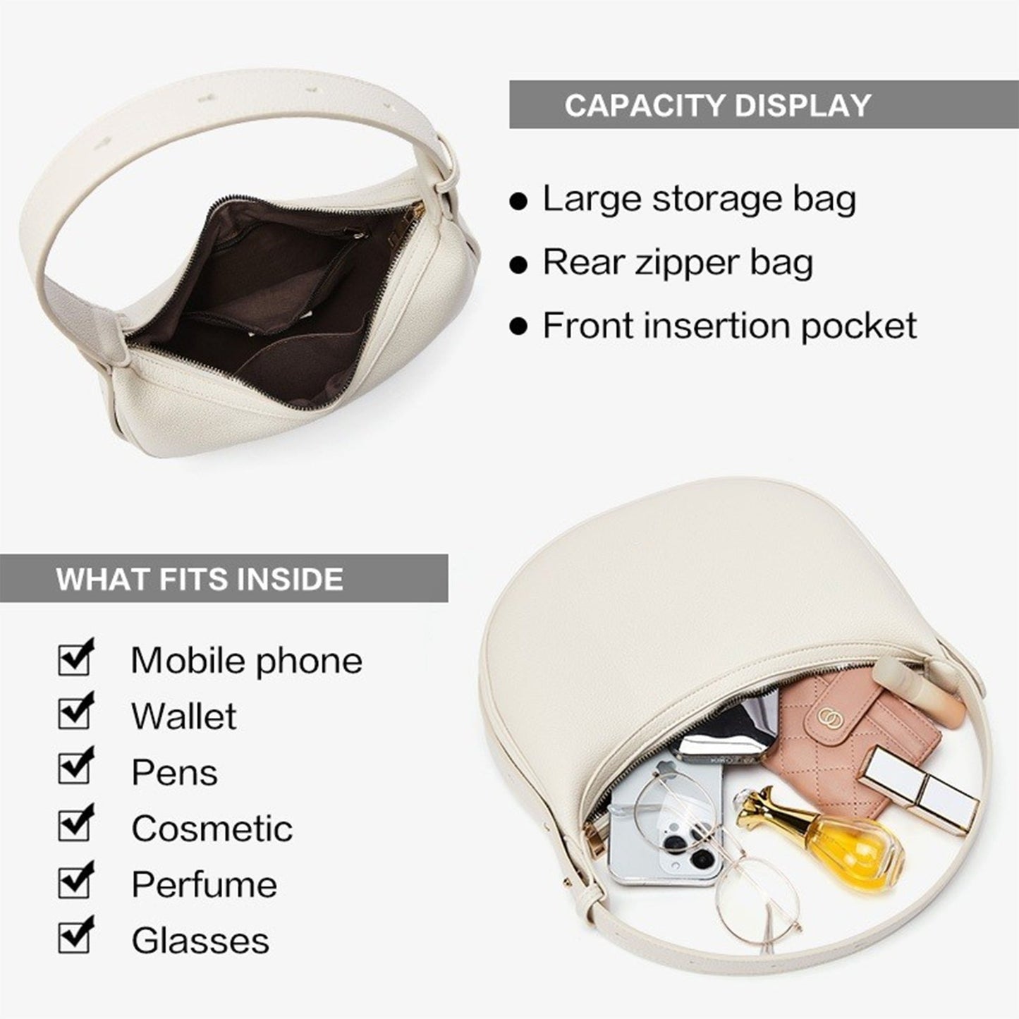 Half Moon Bag, Shoulder Strap Adjustable Shoulder Bag, Hobo Bag for Women