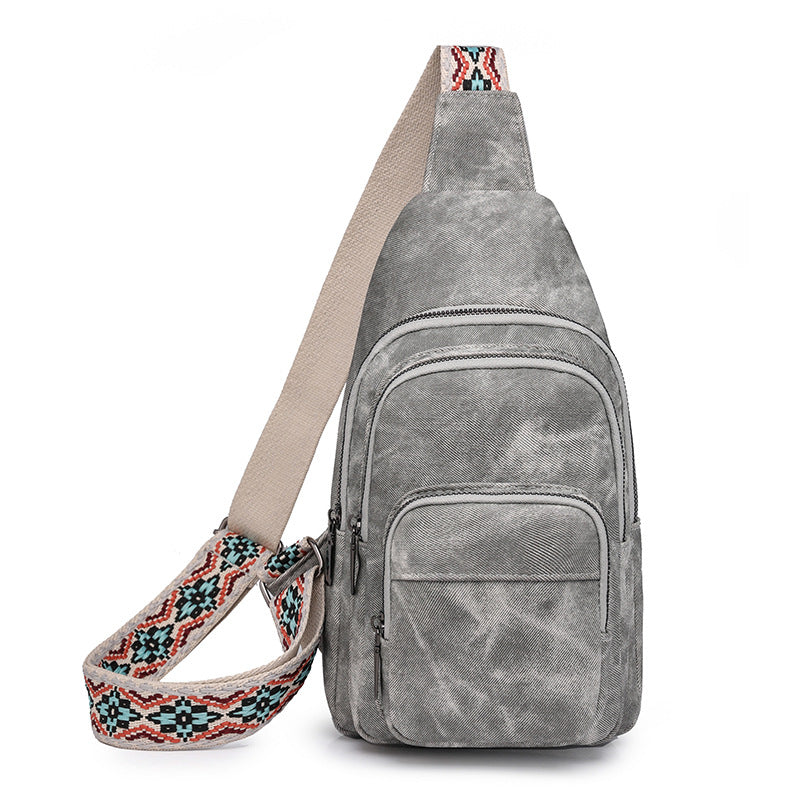 Chest Bag Wind Office Portable Retro Brown Crossbody Bag Simple Small Backpack Women Chest Bag