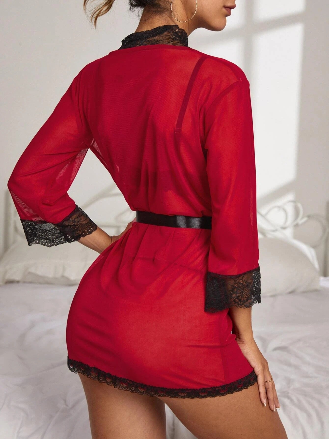 Sexy Mesh Lace Bathrobe Sexy Suit