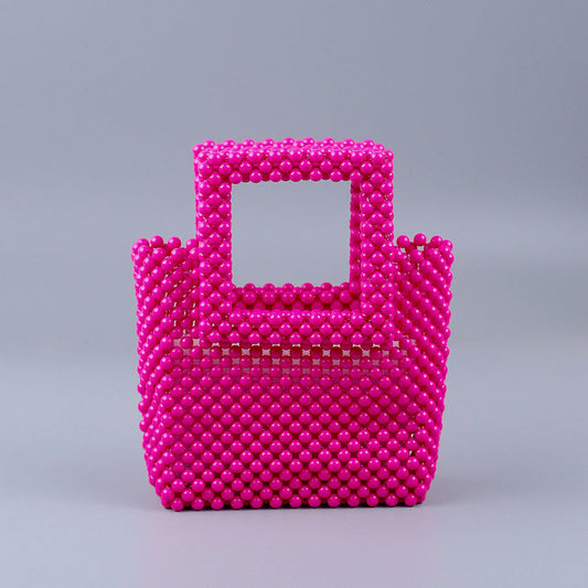 Popular Acrylic Hand Woven Color Square Clutch High Quality Lightweight Ladies Bag