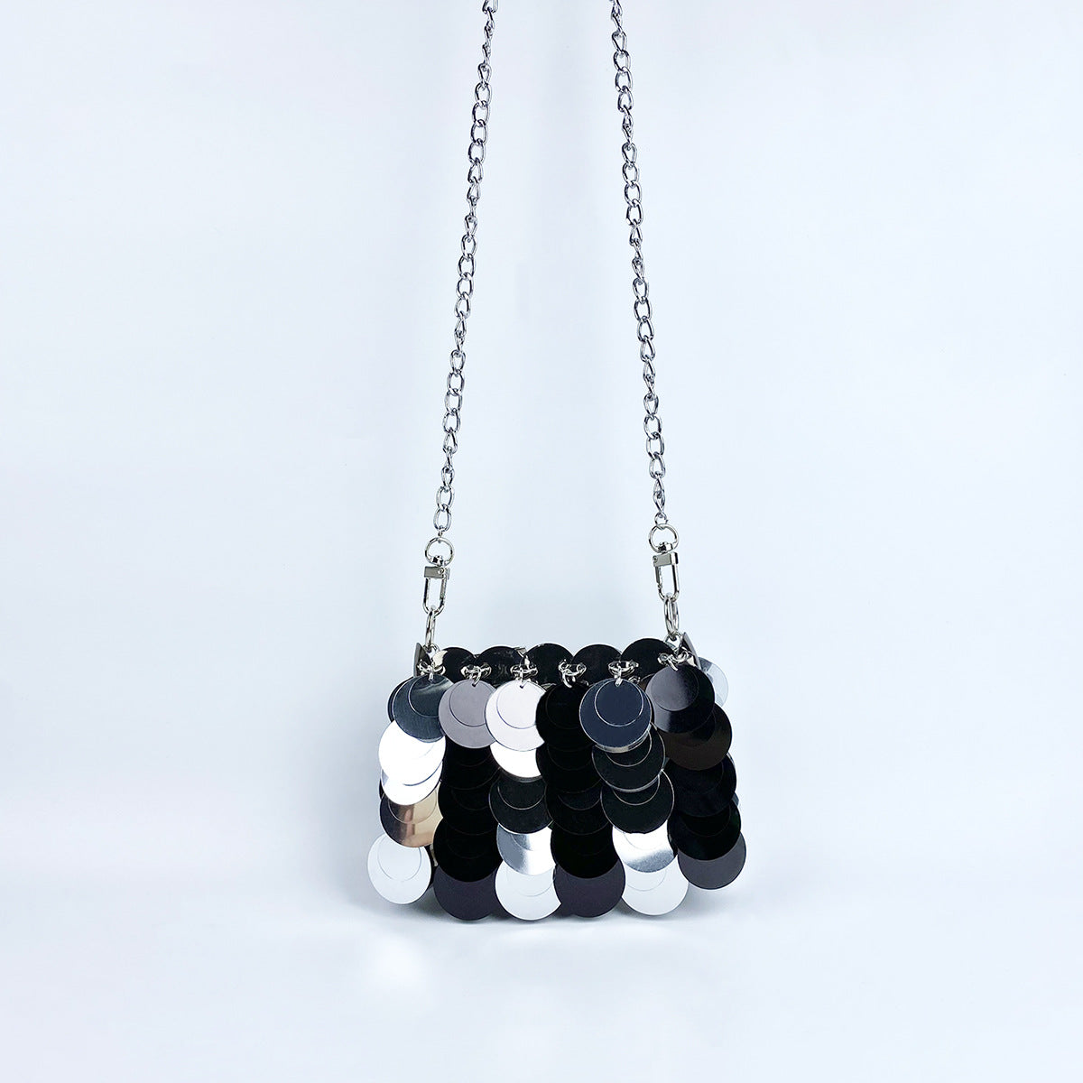 Autumn Special Interest Design Unique Women Dinner Sequined Metal Chain Shoulder Dual Use Bag