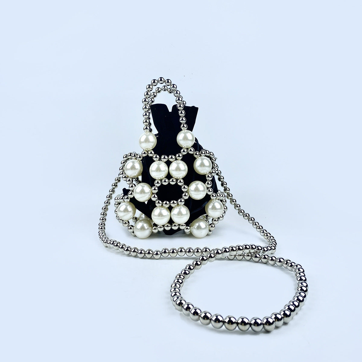 Internet Celebrity Same Dark Beaded Small Waste Bag Concave Shape Handbag Messenger Bag Trend