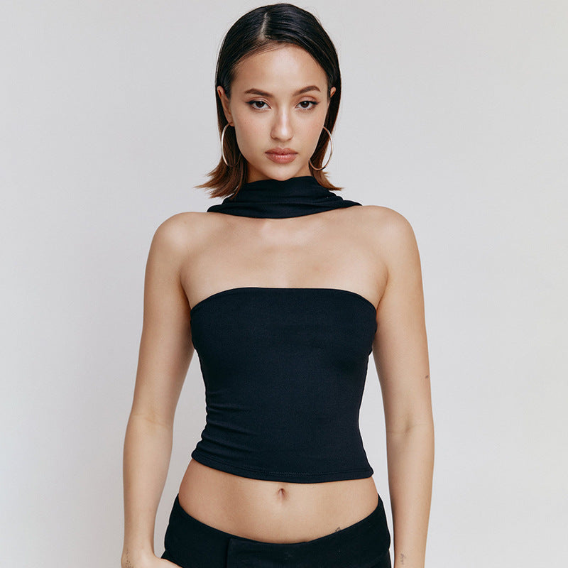 Fall Arrival Women Clothing Sexy Satin All Match off Neck Tube Top Halter Small Top