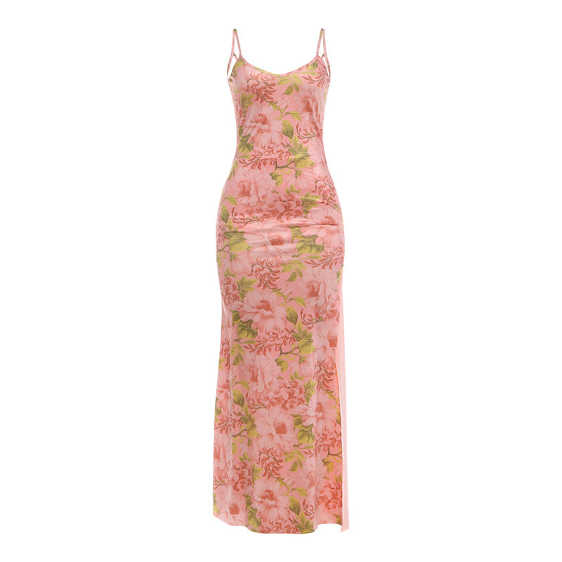 Summer Women Clothing Pure Want to Waist Printing Slip Dress Women