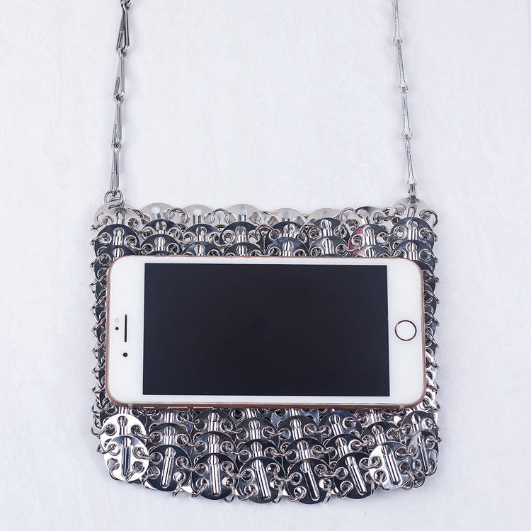 Metal Sequ Large Capacity Phone Crossbody Chain Bag DIY Handmade Bag Women Trendy