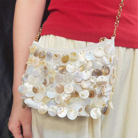 Handmade Beaded Fritillary Bag Spring Summer Debutante Gala Dinner Elegant Shell Bag Portable Messenger Bag