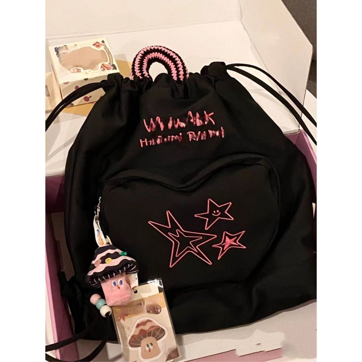 Retro denim travel backpack, drawstring women's backpack purse, casual small backpack women