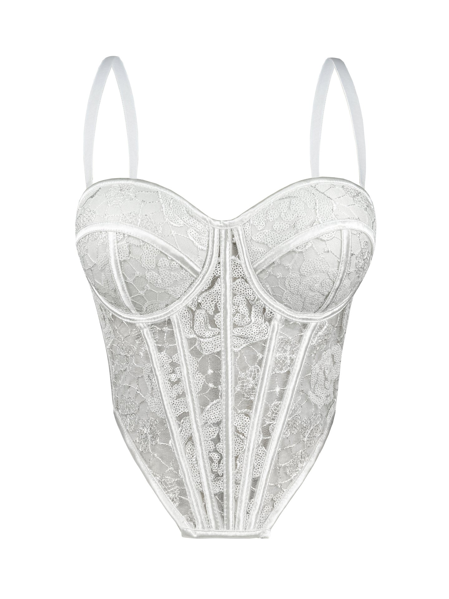 Sequined Floral Boning Corset Corset Chest Pad Slim Fitting Suspenders Vest Outer Wear Boning Corset Top Party Tube Top