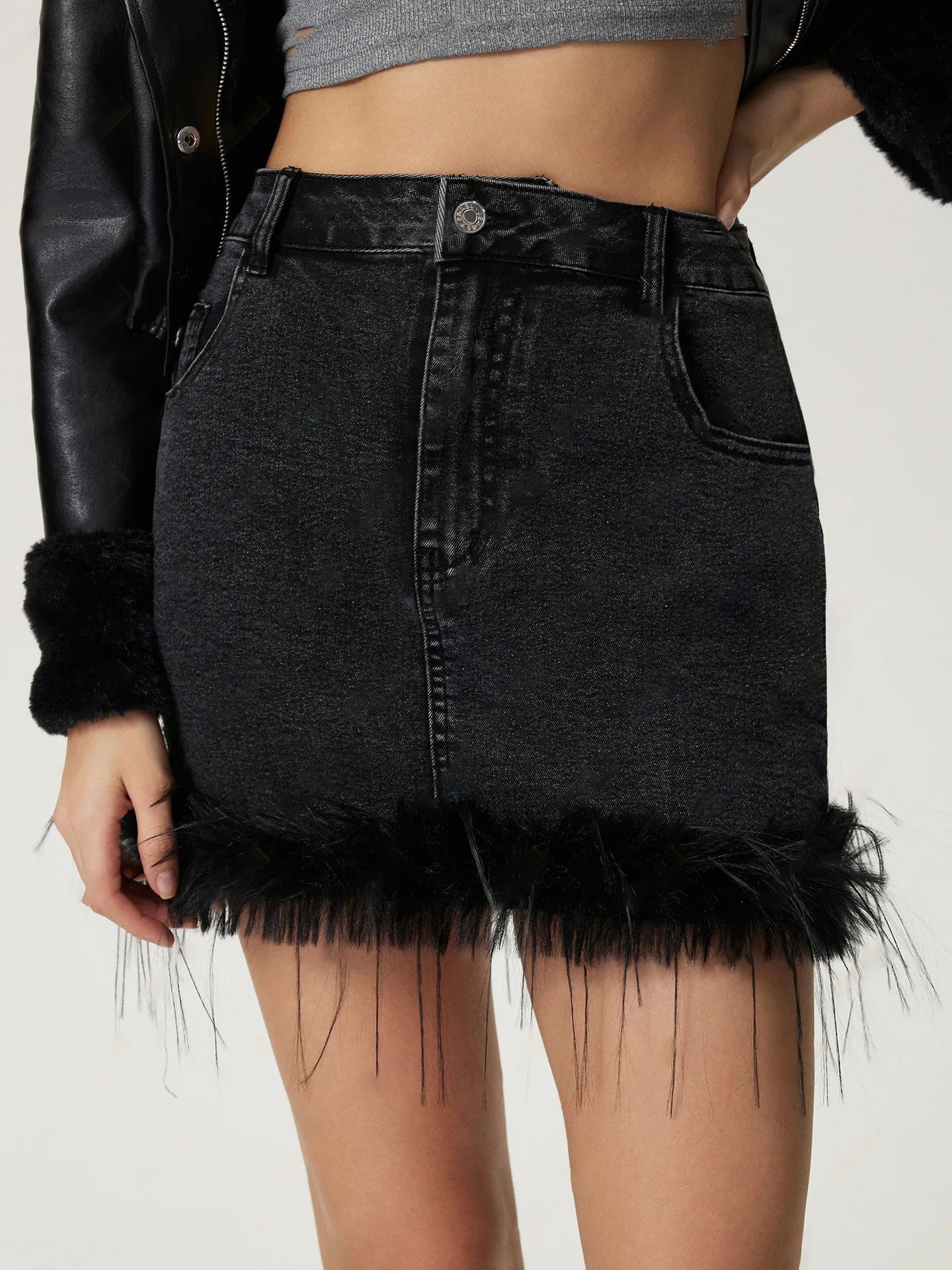 Women Clothing Skirt Burr Denim Skirt
