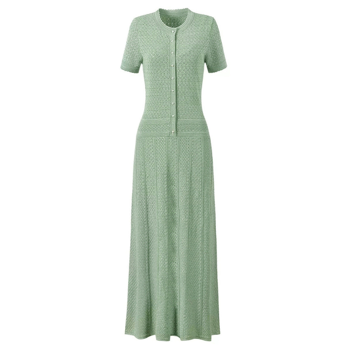 Bright Silk Summer Fashionable Knitted Slim Slimming Short Sleeve Maxi Dress for Women