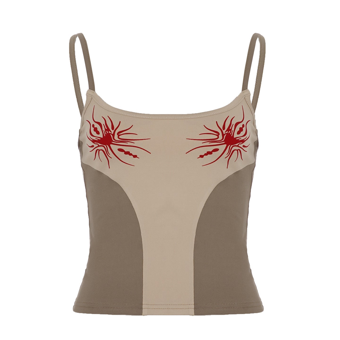 Street Sexy Printed Abstract Color Contrast Patchwork Camisole Short Top Summer