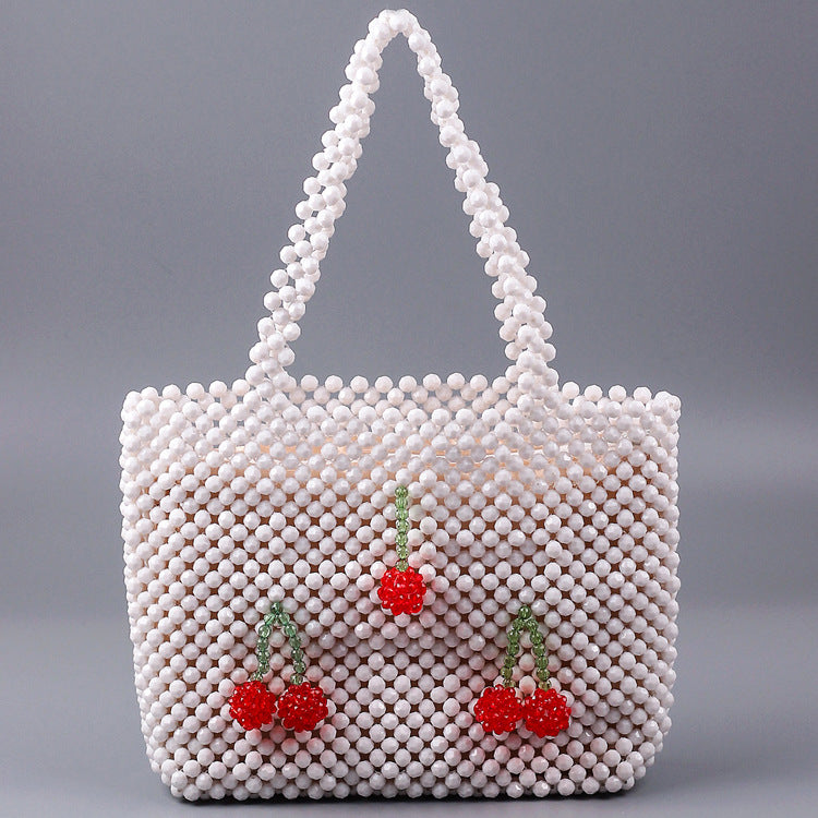 White Wallet Acrylic Cherry Large Capacity Girl DIY Beaded Handbag Bag