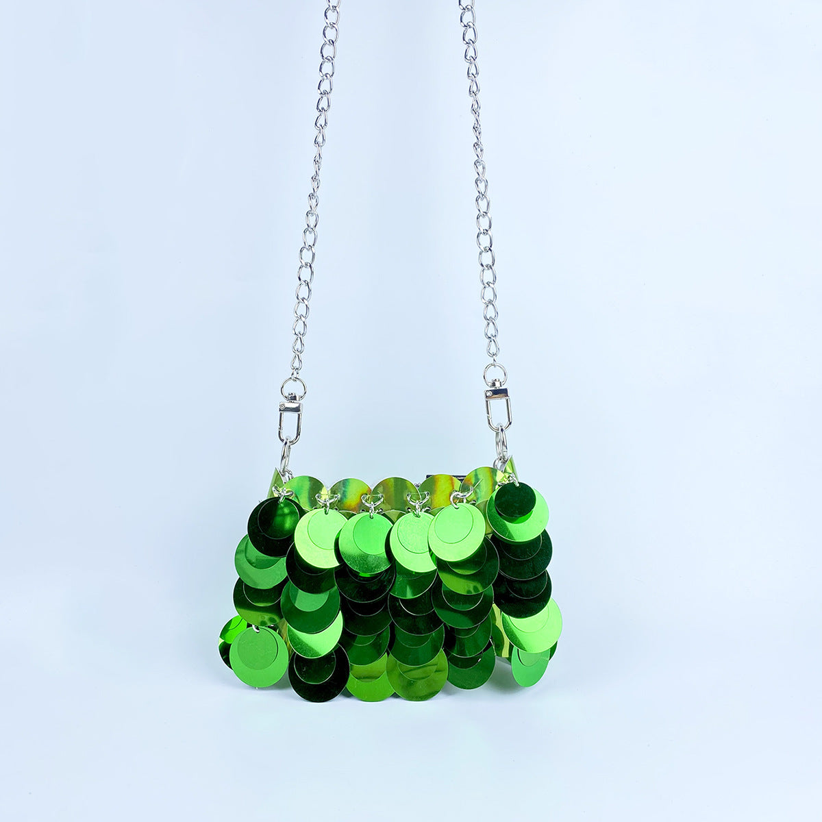 Autumn Special Interest Design Unique Women Dinner Sequined Metal Chain Shoulder Dual Use Bag