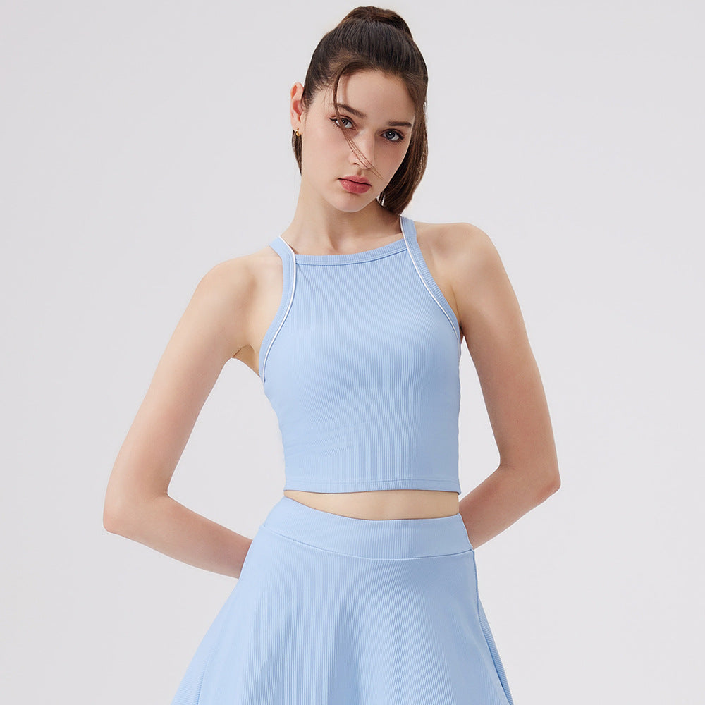 Nude Feel Yoga Vest Contrast Color Beauty Back Quick Drying Halter Underwear Sports Running Fitness Sports Bra Women