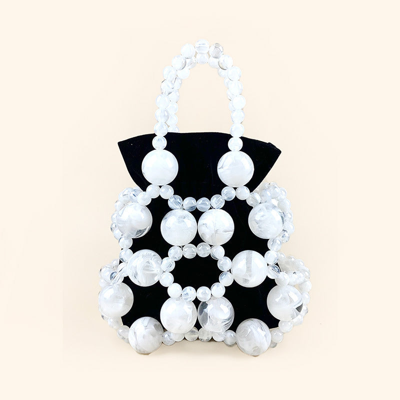 Summer Niche Hand Carrying Metal Beaded Bucket Bag Women Trendy Unique Shoulder Bag High Sense