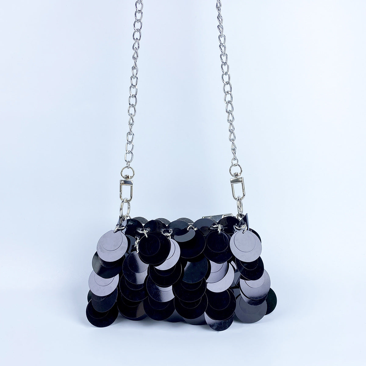 Autumn Special Interest Design Unique Women Dinner Sequined Metal Chain Shoulder Dual Use Bag