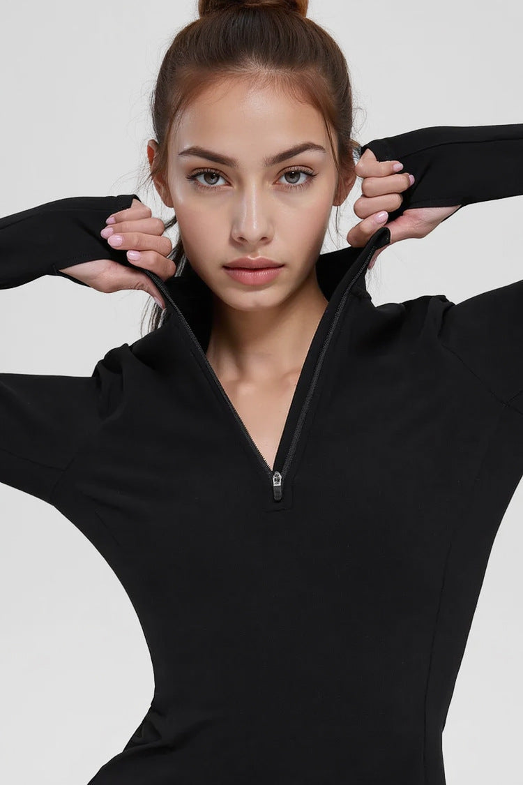 Half Zipper Yoga Clothing Top Women Slimming Tight Fitness Running Exercise Coat Autumn Quick Drying Long Sleeve