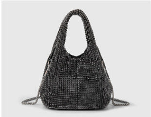 Women Bag Rhinestone Bucket Bag Portable Elegant Vegetable Basket Vest Messenger Bag