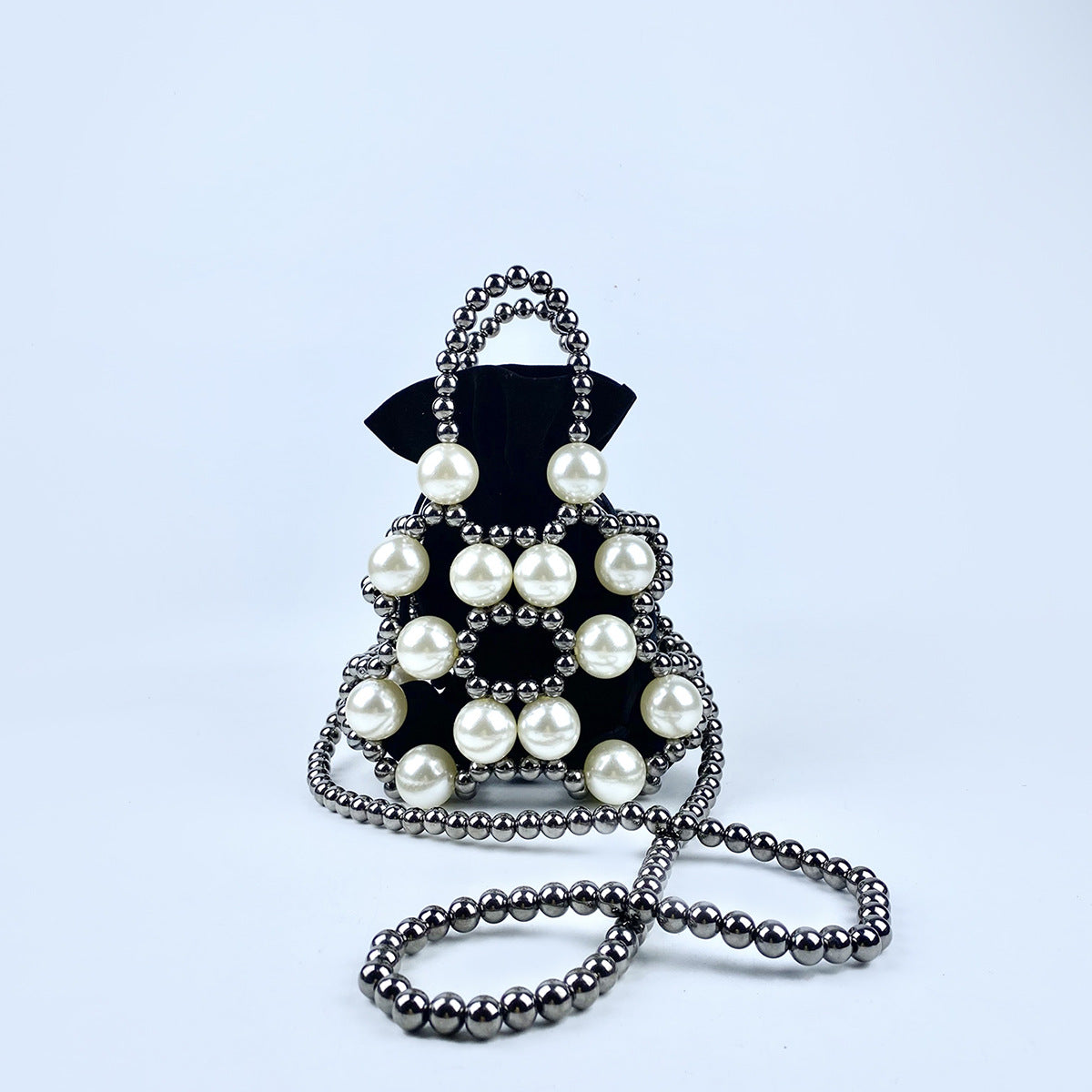 Internet Celebrity Same Dark Beaded Small Waste Bag Concave Shape Handbag Messenger Bag Trend