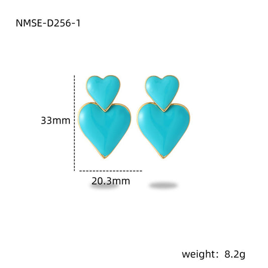 Stainless Steel Dripping Love Heart Earrings Vacuum Gold Plated Earrings Accessories