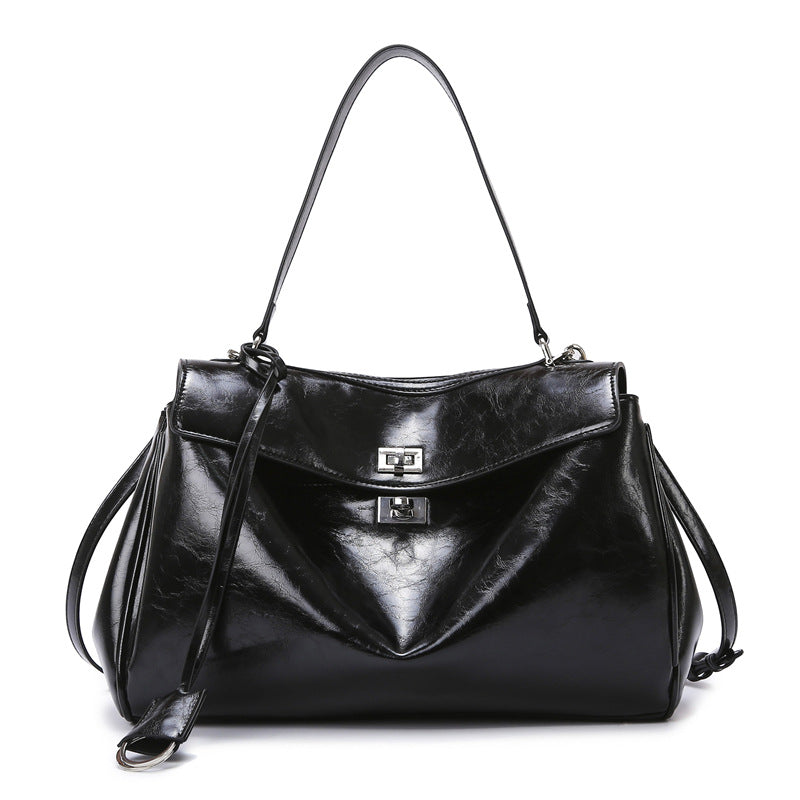 Bag Women Rodeo Bag Large Capacity Office Tote B Same Retro Oily Leather Handbag Women