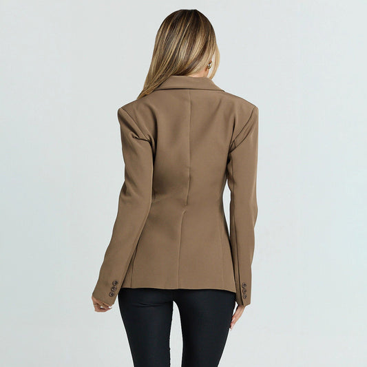 Women Solid Color Casual Slim Fit Blazer
