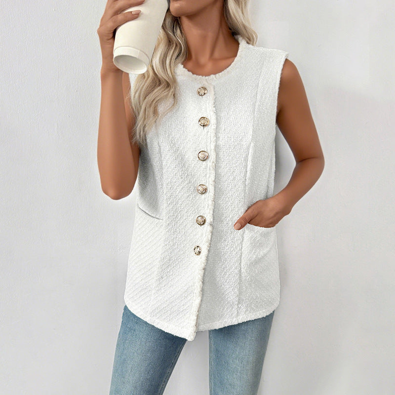 Fall Sleeveless Chanel Coat Premium Lady Elegant Cardigan Vest